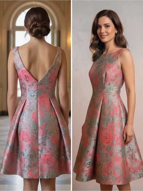 Adrianna Papell Dresses & Skirts - Adrianna Papell Floral Metallic Jacquard Cocktail Dress Size 8